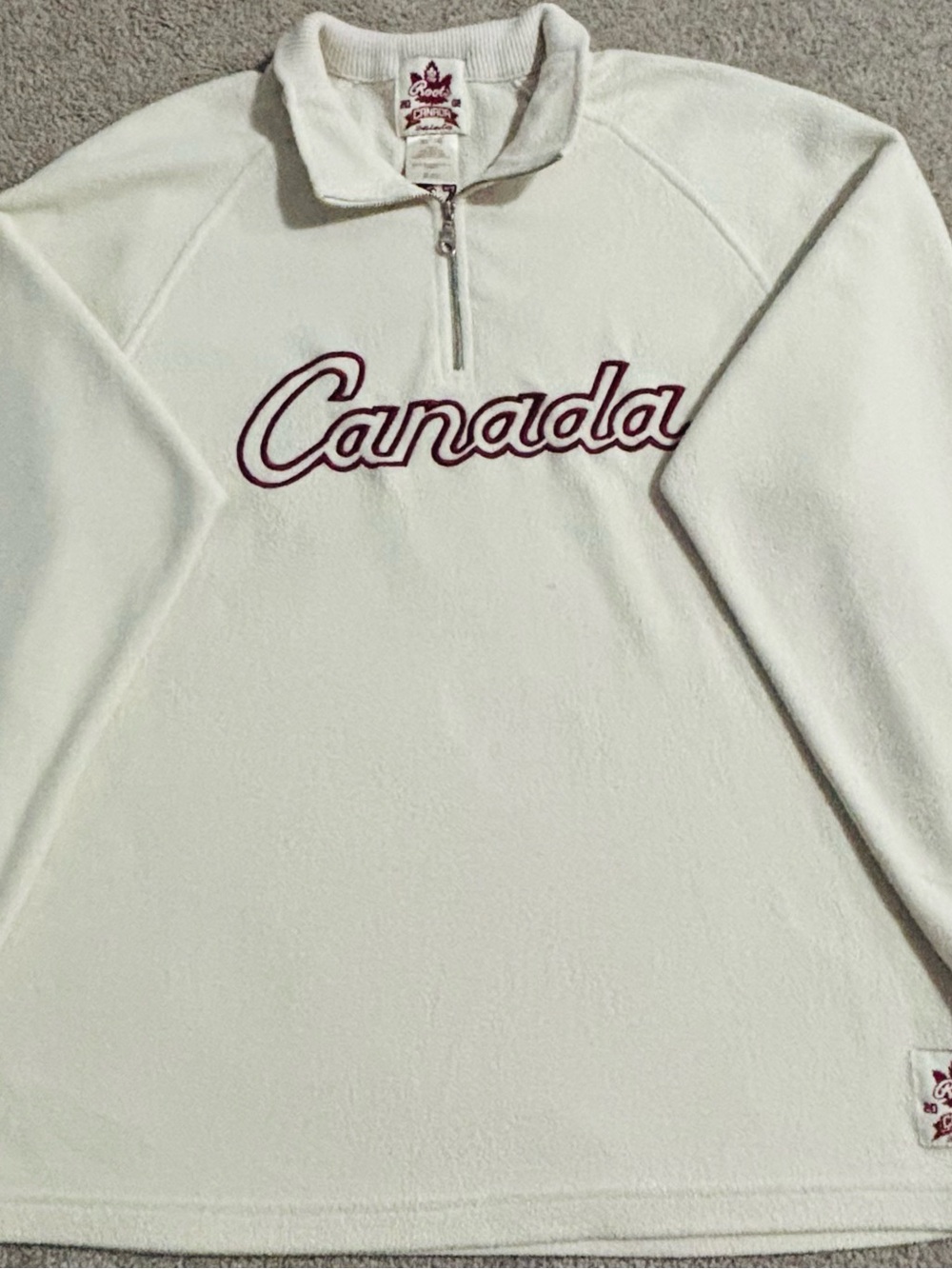 Canada Script Half-Zip Fleece Sweater - White